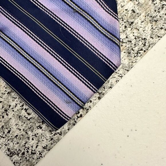 TED BAKER London Striped Purple Black 100% Silk Mens Necktie‎ - Picture 7 of 7